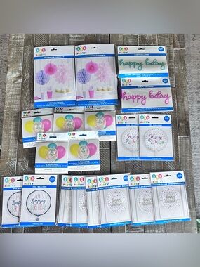 321 Party! Pink & Purple Birthday Balloon and Tissue Decoration Kits- 18 pieces